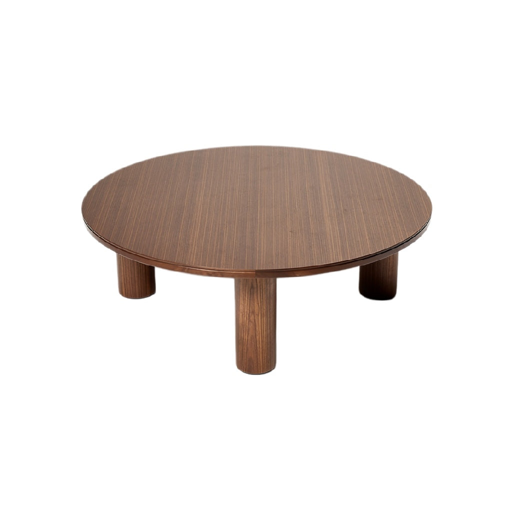 "Elegant Round Wooden Coffee Table with Bold Legs"
