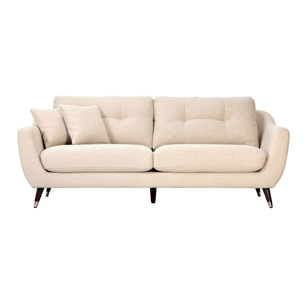 Modern Beige Sofa with Cushions and Wooden Legs