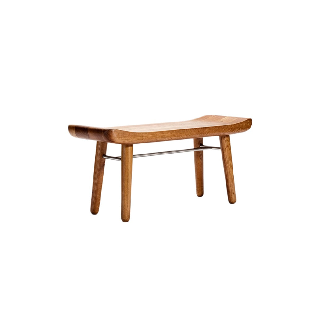 Elegant Wooden Bench with Curved Design